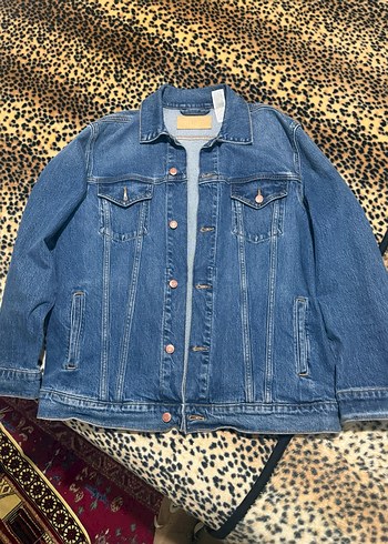 Victorias secret pink  Oversize Mavi Denim Ceket - Görsel 5