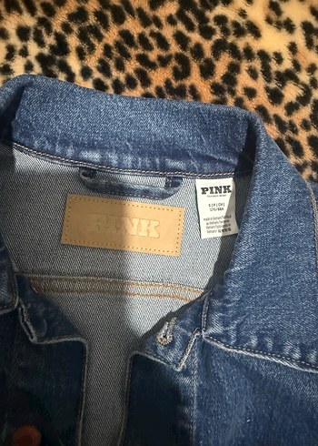 Victorias secret pink  Oversize Mavi Denim Ceket - Görsel 7