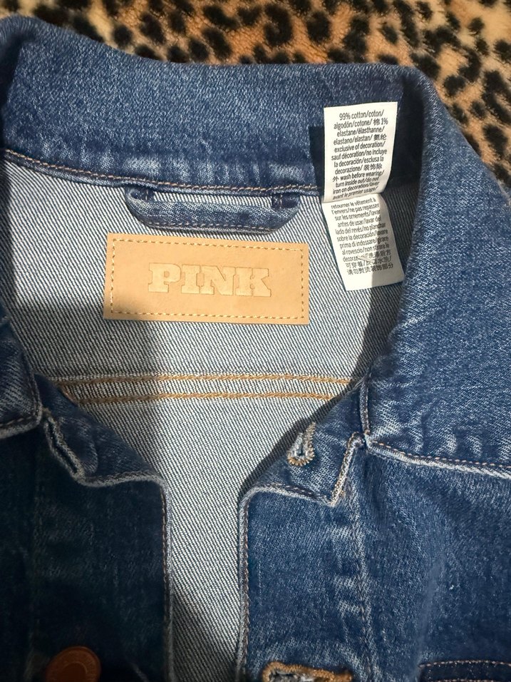 Victorias secret pink  Oversize Mavi Denim Ceket - Görsel 3