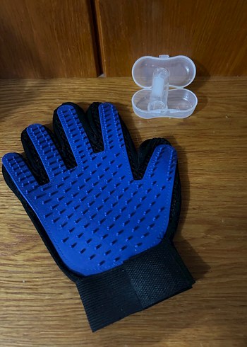 Kediler için Mavi Tımar tarama Eldiveni ve silikon diş fırçası - Görsel 2