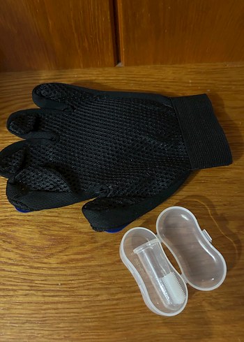 Kediler için Mavi Tımar tarama Eldiveni ve silikon diş fırçası - Görsel 3