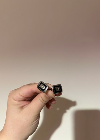 Süvari Klasik taşlı Siyah Kol Düğmesi - Görsel 2