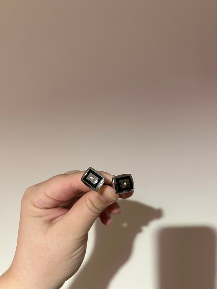 Süvari Klasik taşlı Siyah Kol Düğmesi - Görsel 2