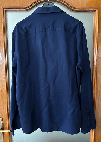 Düğmeli Lacivert Erkek Gömlek - Görsel 3