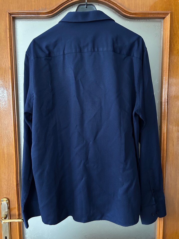 Düğmeli Lacivert Erkek Gömlek - Görsel 3