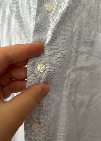 Kiğılı  Beyaz mavi Klasik Kesim Gömlek - Görsel 3