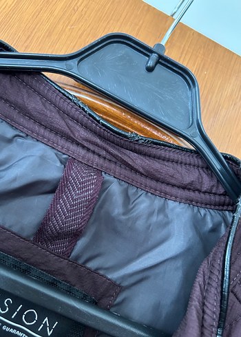 Mürdüm renk Erkek Biker Mont Fermuarlı - Görsel 3