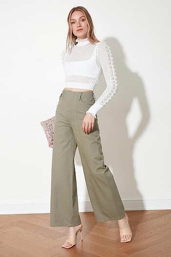 Trendyol & Milla Haki Geniş Paça Pantolon