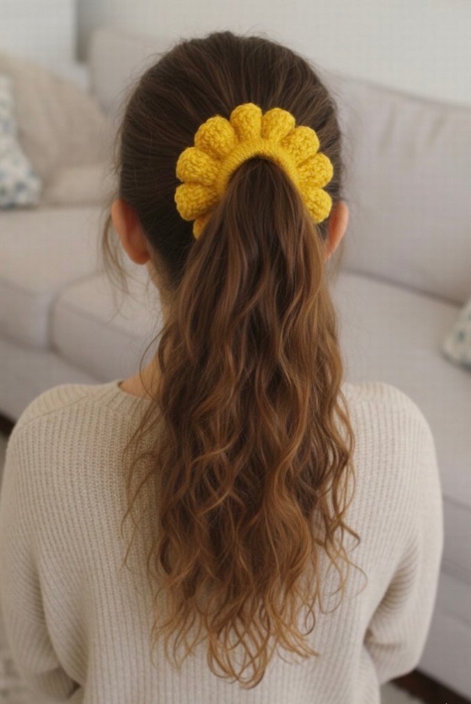 Sarı Örgü Kadın Saç Aksesuarı - Görsel 3