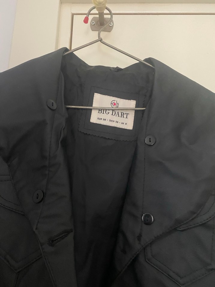 Siyah Deri Uzun Kadın Kaban - Görsel 5