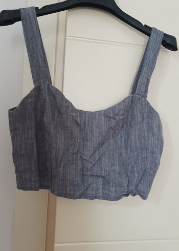 Gri Denim Midi Büstiyer
