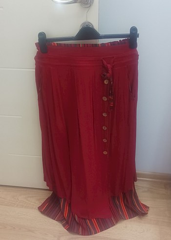 Kırmızı Bohem Uzun Etek