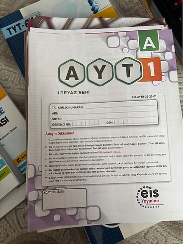 Ayt beyaz seri eis yayınları deneme kitapçığı testi