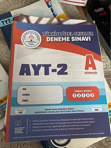 Ayt Tözok derneği deneme kitapçığı testi