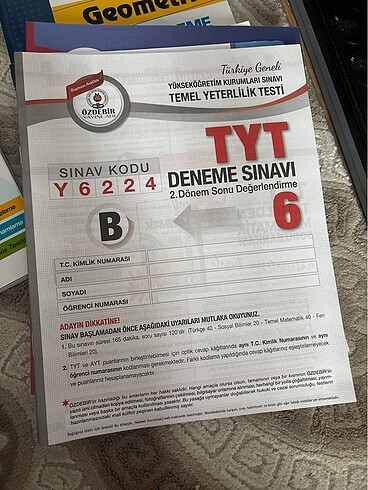 Tyt özdebir yayınları deneme kitapçığı testi