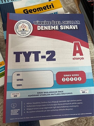 Tyt tözok derneği deneme kitapçığı testi