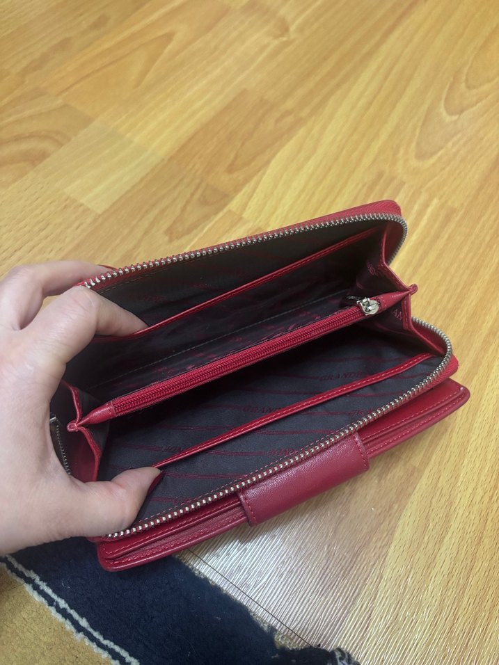 Kırmızı Deri Fermuarlı Kadın Cüzdanı - Görsel 5