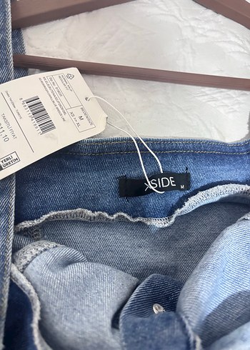 38 Beden mavi Renk Düğmeli Mavi Denim Midi Elbise