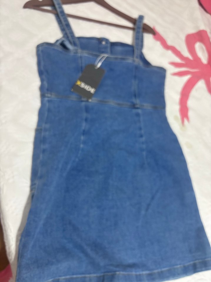 Düğmeli Mavi Denim Midi Elbise - Görsel 4