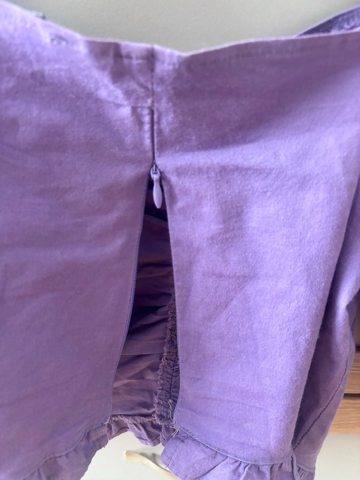 Düğmeli Mor Keten Bohem Bluz - Görsel 5