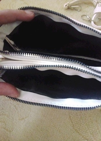 Beyaz Deri Kadın Çanta Fermuarlı - Görsel 7