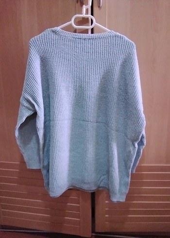 Gri Kadın Örgü Triko Kazak - Görsel 2