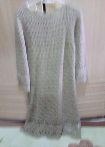 Bej Bohem Midi Örgü Elbise - Görsel 5