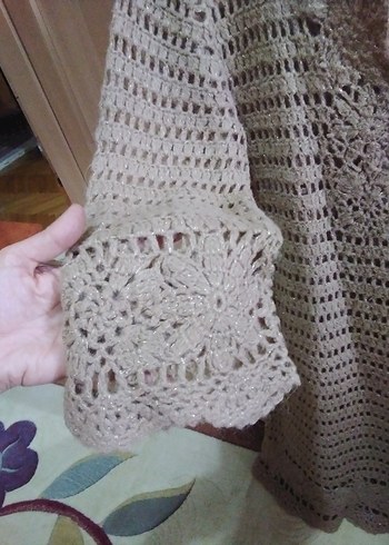 Bej Bohem Midi Örgü Elbise - Görsel 4