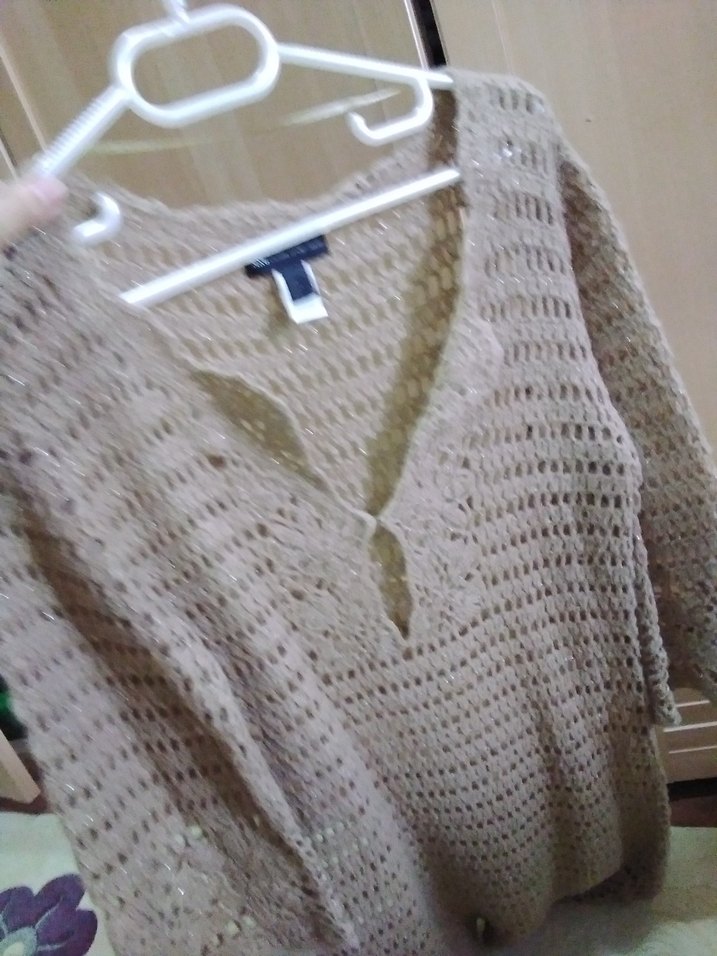 Bej Bohem Midi Örgü Elbise - Görsel 2