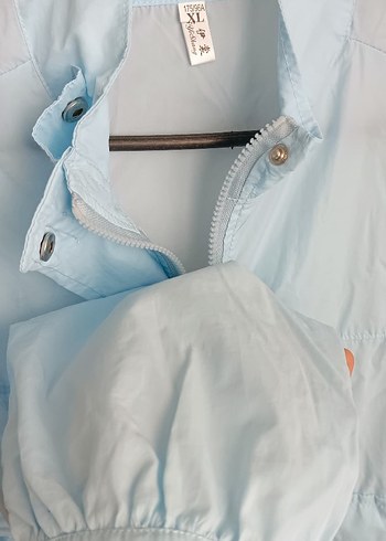 Mavi Düğmeli  fermuarlı Midi Kadın Yağmurluk - Görsel 6