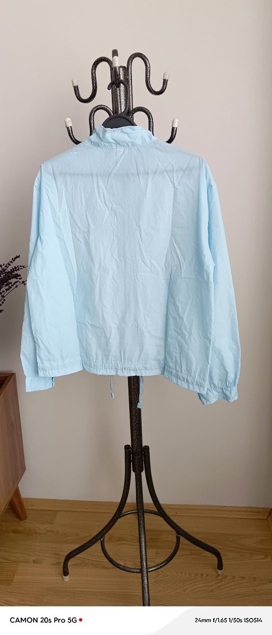 Mavi Düğmeli  fermuarlı Midi Kadın Yağmurluk - Görsel 4