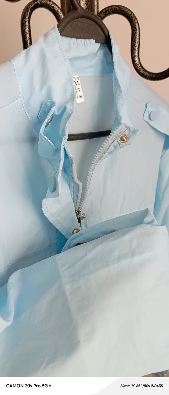 Mavi Düğmeli  fermuarlı Midi Kadın Yağmurluk - Görsel 3