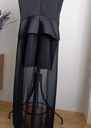 Siyah Pilili Uzun Straplez Gotik Elbise - Görsel 6