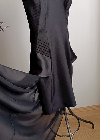 Siyah Pilili Uzun Straplez Gotik Elbise - Görsel 8