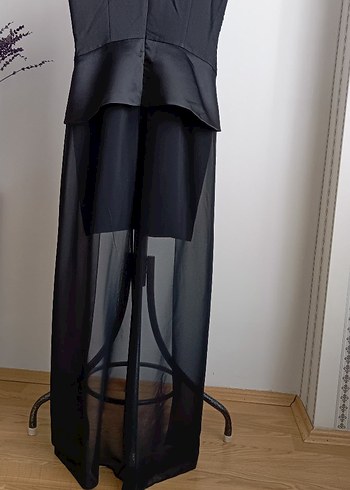 Siyah Pilili Uzun Straplez Gotik Elbise - Görsel 5