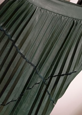 Kadın Yeşil Piliseli Uzun Etek - Görsel 4