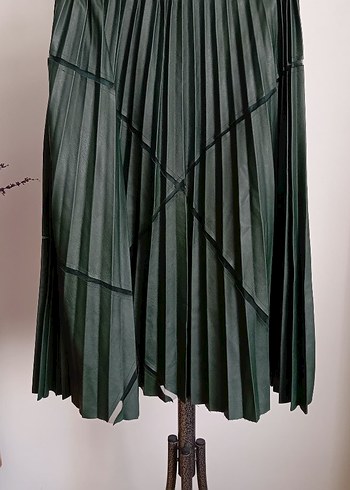 Kadın Yeşil Piliseli Uzun Etek - Görsel 2