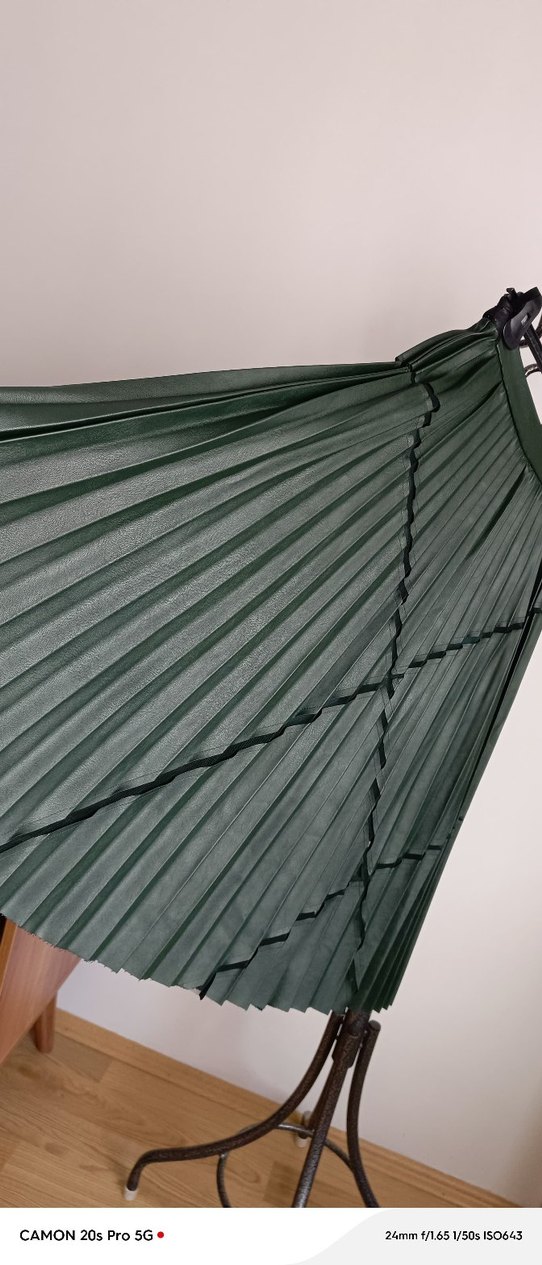 Kadın Yeşil Piliseli Uzun Etek - Görsel 5