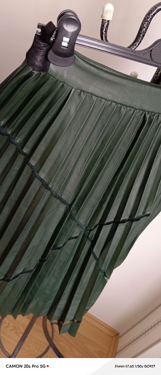 Kadın Yeşil Piliseli Uzun Etek - Görsel 4