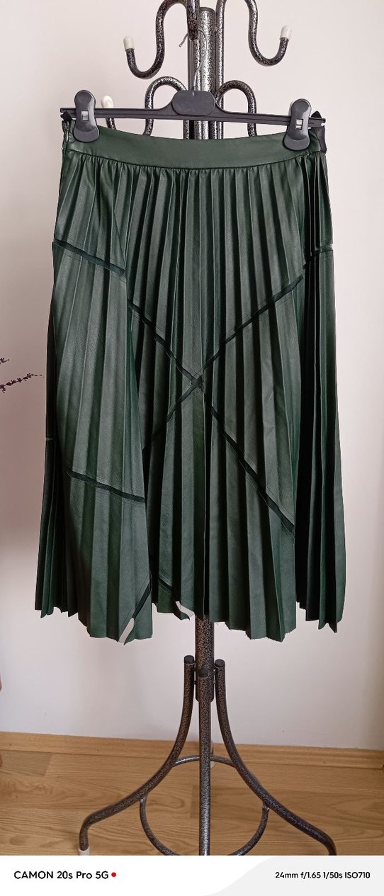 Kadın Yeşil Piliseli Uzun Etek - Görsel 2