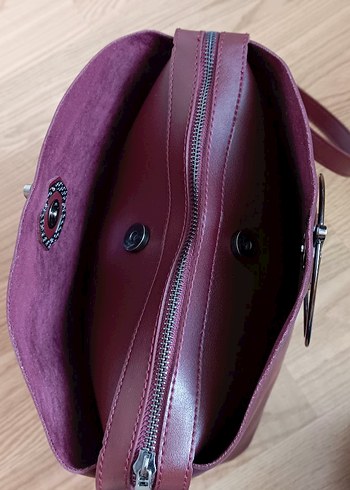 Diger Bordo Deri Kadın Çanta - Görsel 7