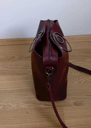 Diger Bordo Deri Kadın Çanta - Görsel 5