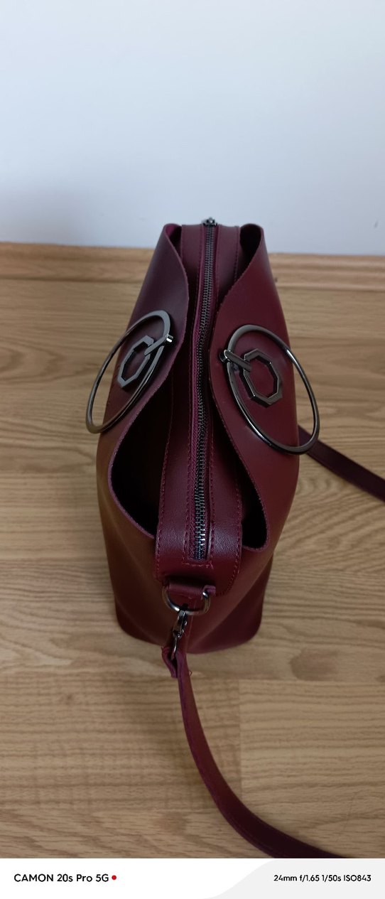 Diger Bordo Deri Kadın Çanta - Görsel 4