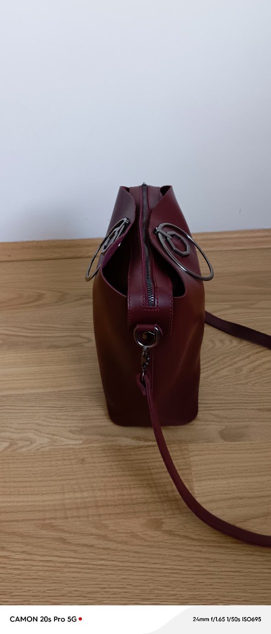 Diger Bordo Deri Kadın Çanta - Görsel 5