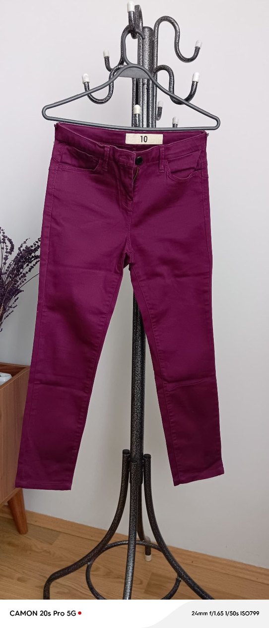 Mor Kemerli Kadın Kumaş Pantolon - Görsel 2