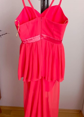 Pilise Detaylı  nar çiçeği  renkliMini abiye elbise - Görsel 6