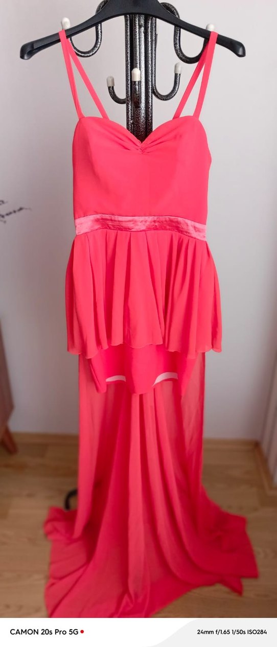 Pilise Detaylı  nar çiçeği  renkliMini abiye elbise - Görsel 3