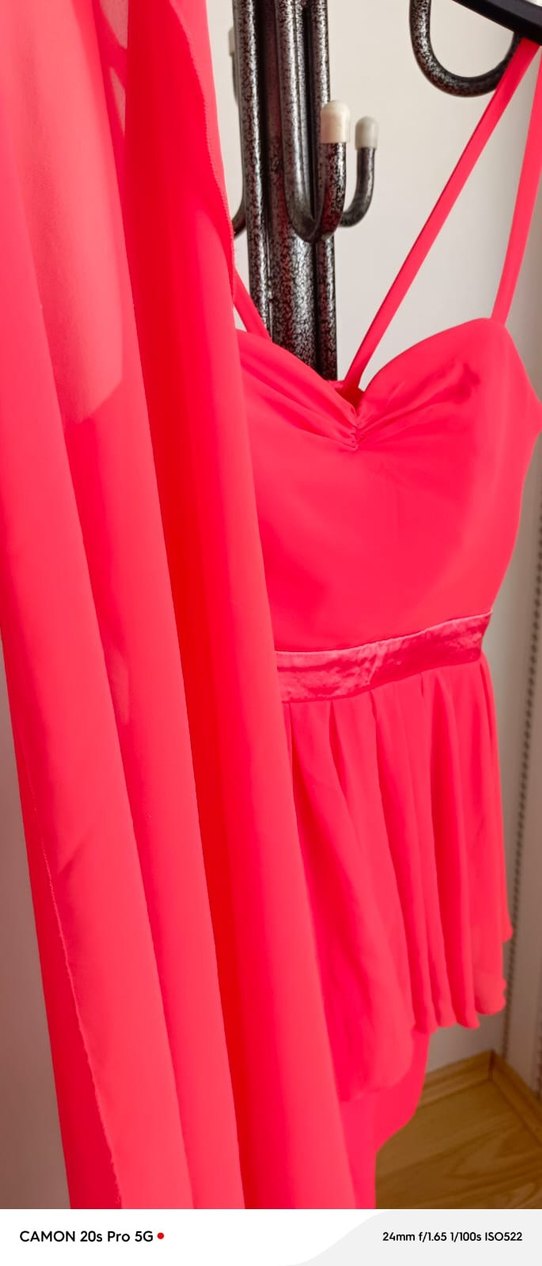 Pilise Detaylı  nar çiçeği  renkliMini abiye elbise - Görsel 2