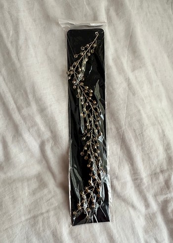 Boncuklu Parlak Bej Saç Aksesuarı - Görsel 4