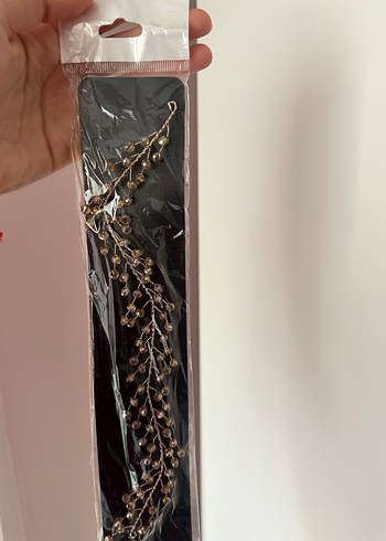 Boncuklu Parlak Bej Saç Aksesuarı - Görsel 2